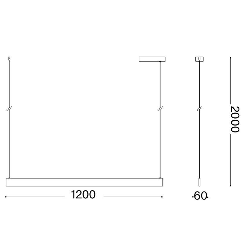 Ideal Lux - LED Lustr na lanku DESK WIDE LED/36W/230V CRI 90 120 cm černá