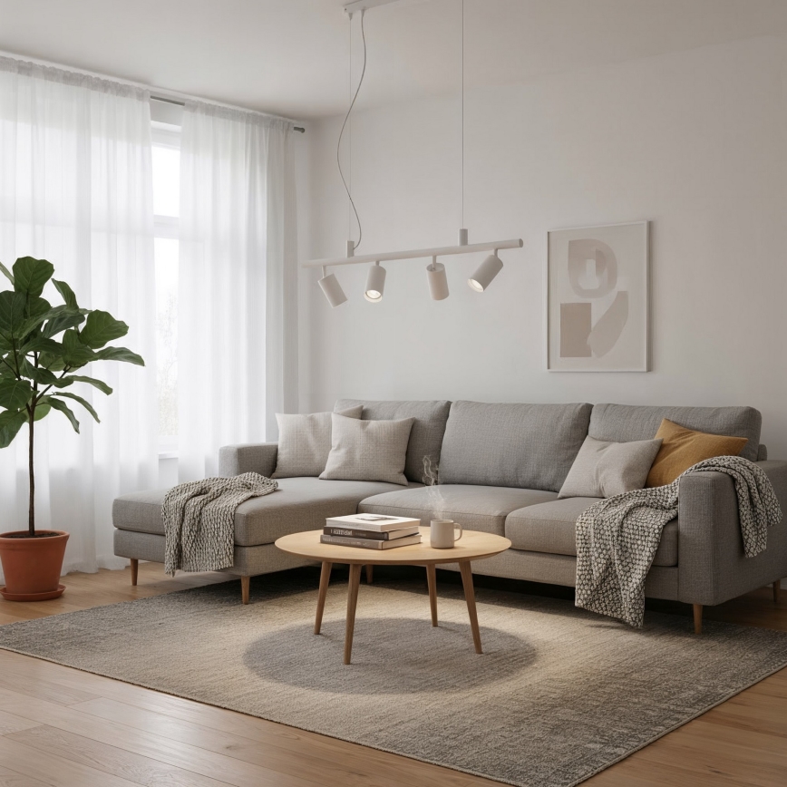 Ideal Lux - LED Lustr na lanku DYNAMITE 4xGU10/7W/230V CRI 90 bílá