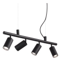Ideal Lux - LED Lustr na lanku DYNAMITE 4xGU10/7W/230V CRI 90 černá