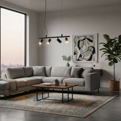 Ideal Lux - LED Lustr na lanku DYNAMITE 4xGU10/7W/230V CRI 90 černá