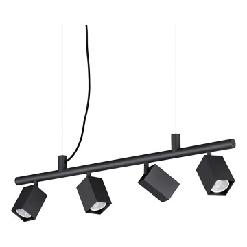 Ideal Lux - LED Lustr na lanku DYNAMITE 4xGU10/7W/230V CRI 90 černá