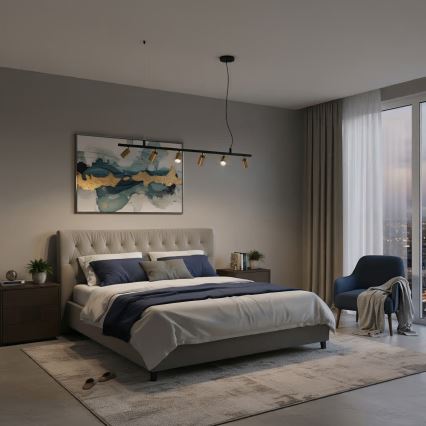 Ideal Lux - LED Lustr na lanku DYNAMITE 6xGU10/7W/230V CRI 90 černá/mosaz