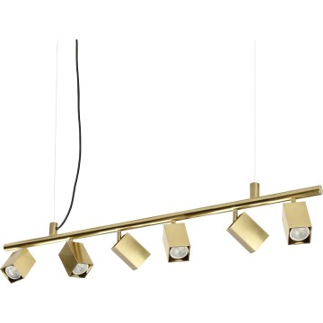 Ideal Lux - LED Lustr na lanku DYNAMITE 6xGU10/7W/230V CRI 90 mosaz