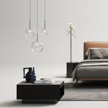 Ideal Lux - LED Lustr na lanku EQUINOXE 1xG4/2W/230V pr. 15 cm mosaz/čirá