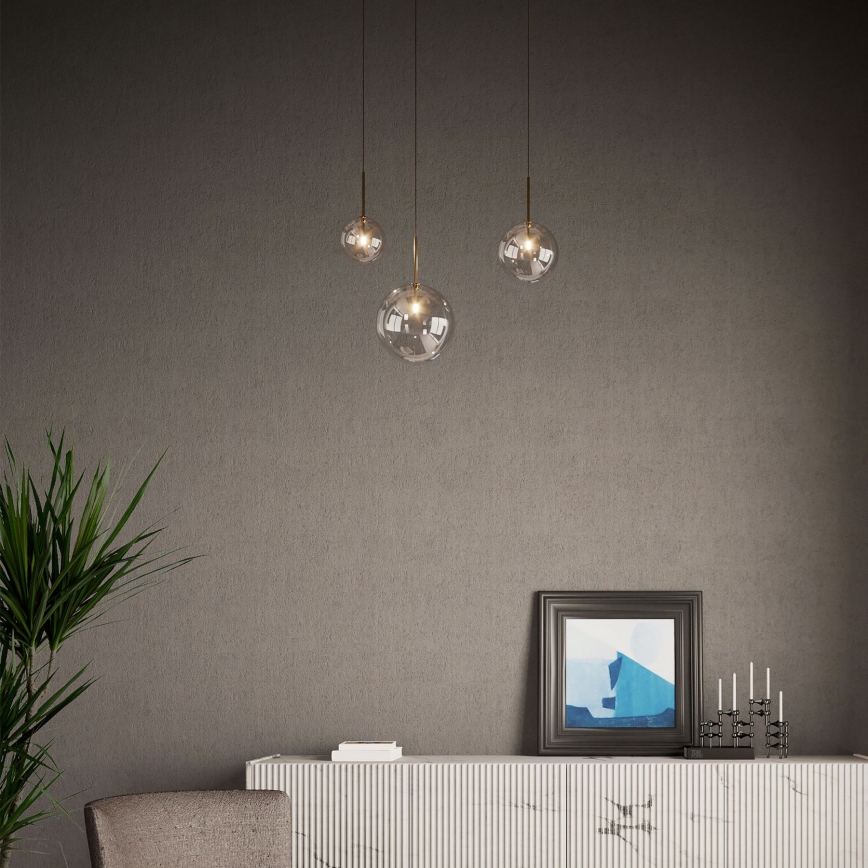 Ideal Lux - LED Lustr na lanku EQUINOXE 1xG4/2W/230V pr. 15 cm mosaz/čirá