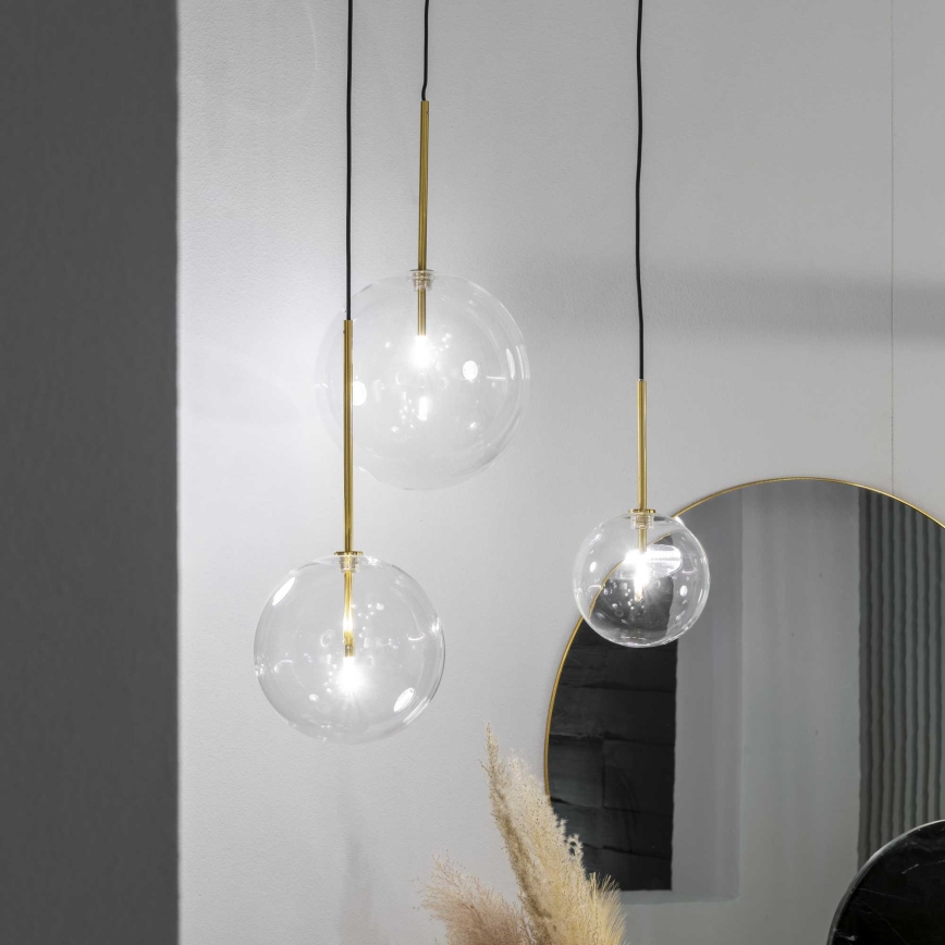 Ideal Lux - LED Lustr na lanku EQUINOXE 1xG4/2W/230V pr. 15 cm mosaz/čirá