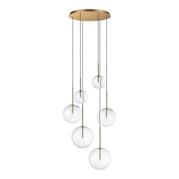 Ideal Lux - LED Lustr na lanku EQUINOXE 6xG4/2W/230V pr. 65 cm mosaz/čirá