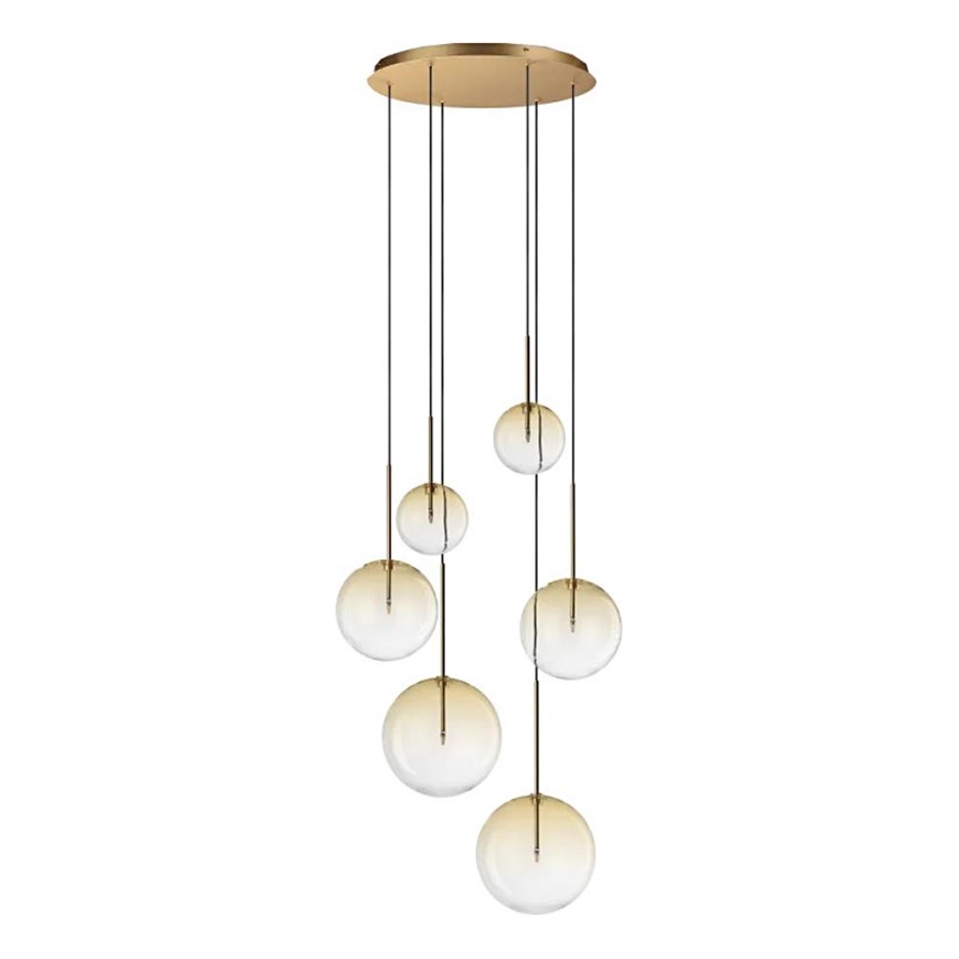 Ideal Lux - LED Lustr na lanku EQUINOXE 6xG4/2W/230V pr. 65 cm mosaz/kouřová