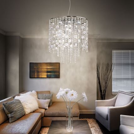 Ideal Lux - LED Křišťálový lustr na lanku EVASIONE 8xG9/3W/230V pr. 41 cm lesklý chrom