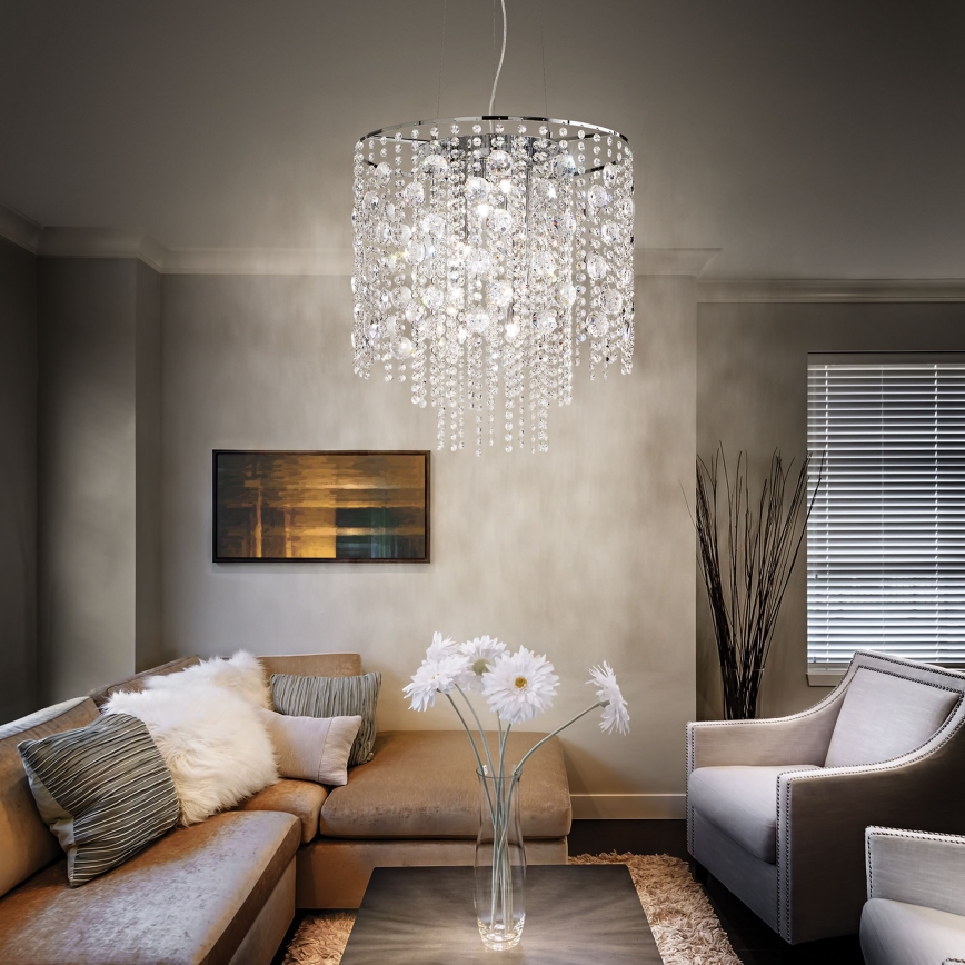 Ideal Lux - LED Křišťálový lustr na lanku EVASIONE 8xG9/3W/230V pr. 41 cm lesklý chrom