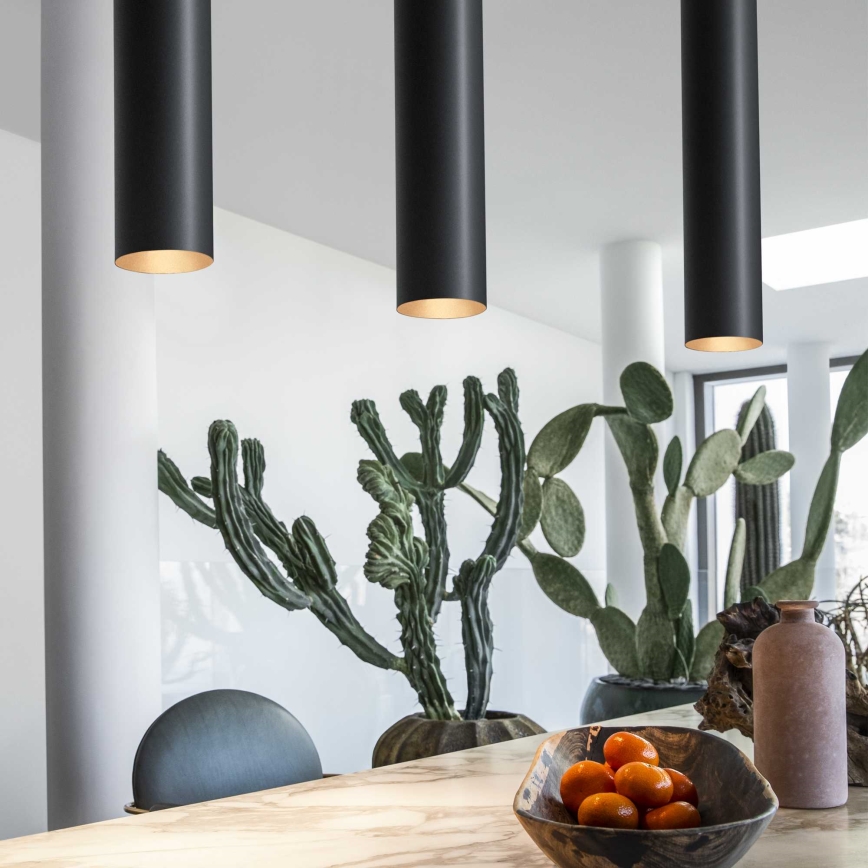 Ideal Lux - LED Lustr na lanku LOOK 1xGU10/7W/230V CRI 90 pr. 6 cm černá