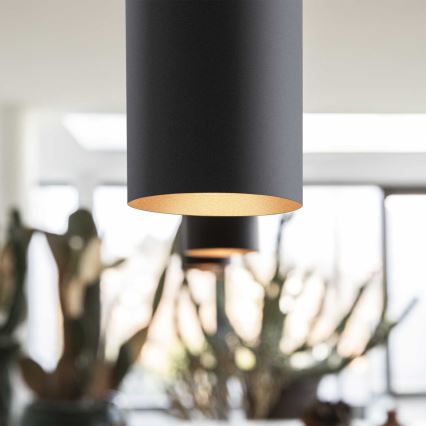 Ideal Lux - LED Lustr na lanku LOOK 1xGU10/7W/230V CRI 90 pr. 6 cm černá