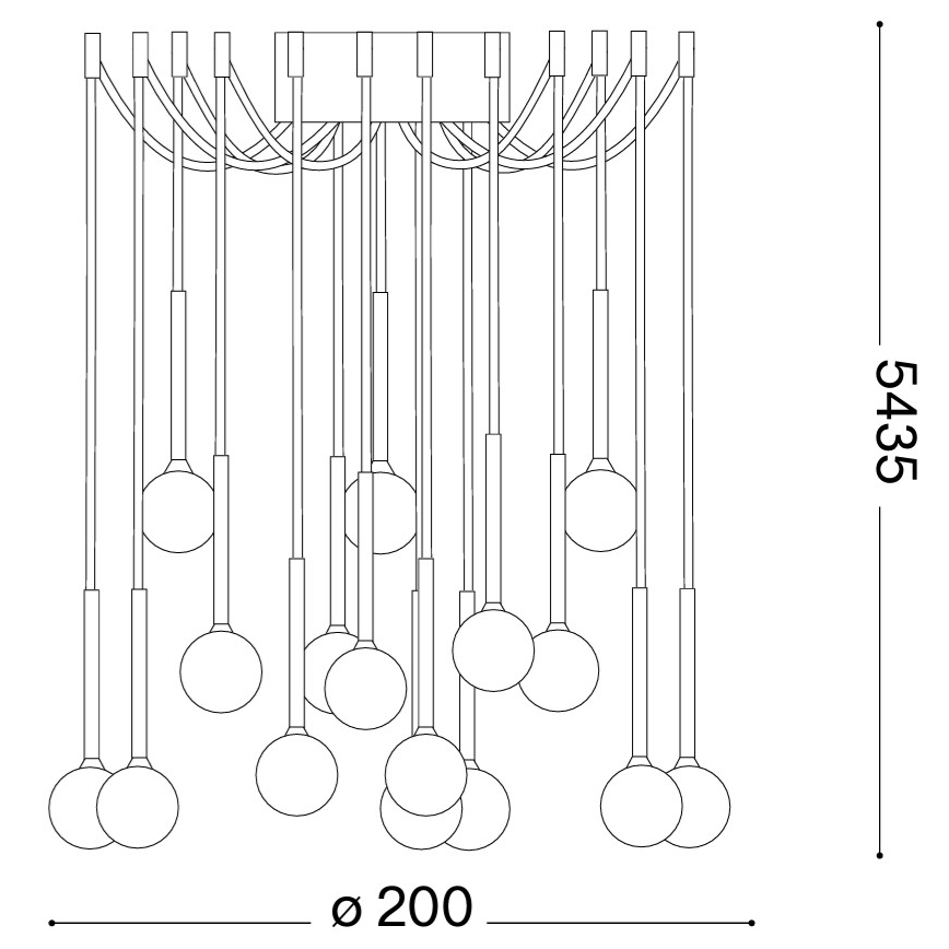 Ideal Lux - LED Lustr na lanku LUCCIOLA 16xLED/16W/230V CRI 90 pavouk černá
