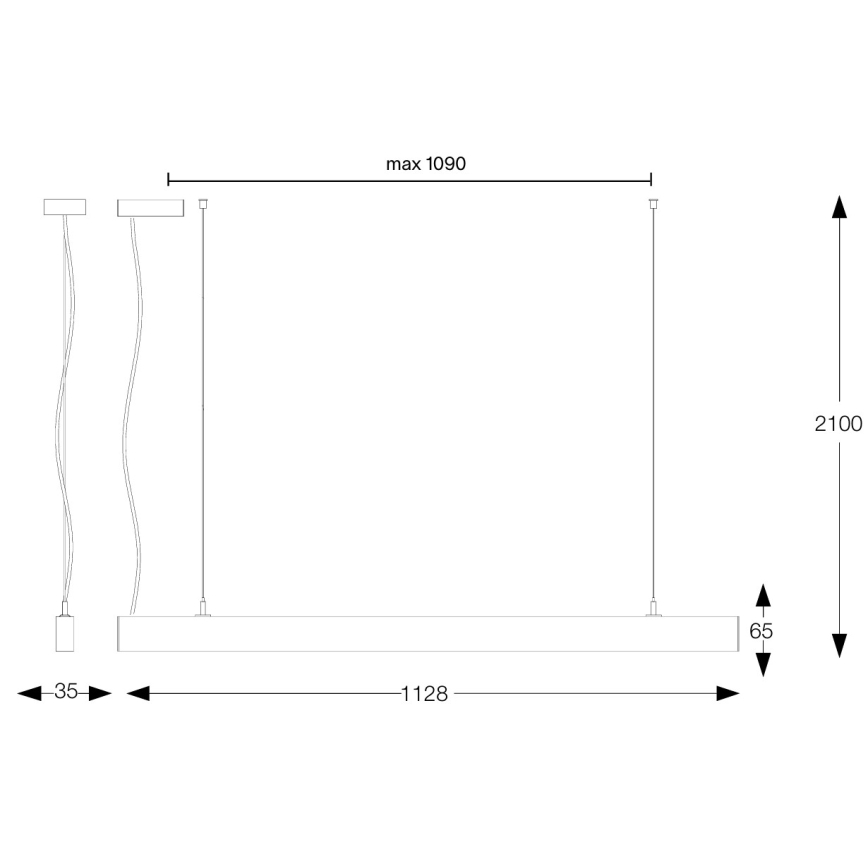 Ideal Lux - LED Lustr na lanku OFFICE LED/30W/230V 4000K CRI 90 černá