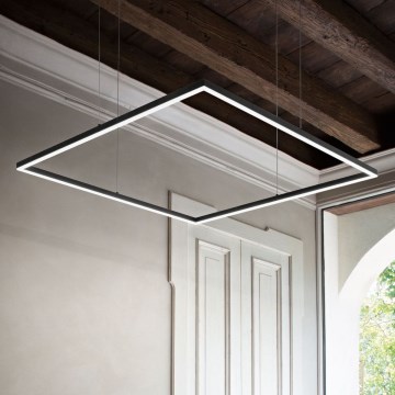 Ideal Lux - LED Lustr na lanku ORACLE SLIM LED/33W/230V 3000K CRI 90 50x50 cm černá