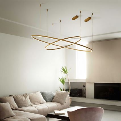 Ideal Lux - LED Lustr na lanku ORACLE SLIM LED/37W/230V 3000K CRI 90 pr. 70 cm zlatá