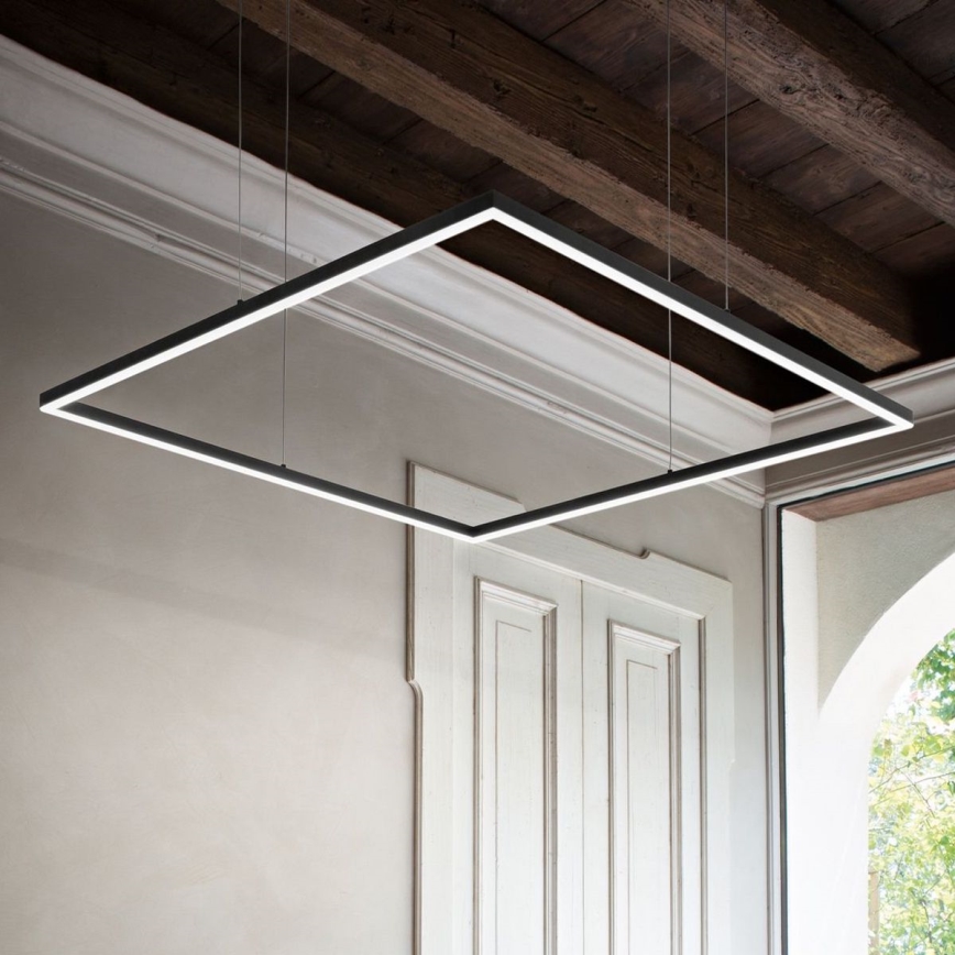 Ideal Lux - LED Lustr na lanku ORACLE SLIM LED/41W/230V 3000K 70x70 cm černá