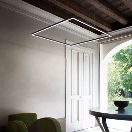 Ideal Lux - LED Lustr na lanku ORACLE SLIM LED/44W/230V 3000K CRI 90 70x70 cm černá
