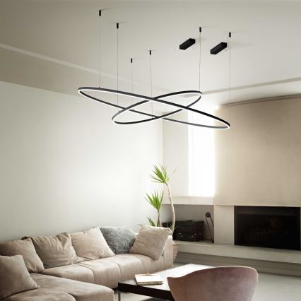 Ideal Lux - LED Lustr na lanku ORACLE SLIM LED/89W/230V 4000K pr. 150 cm černá