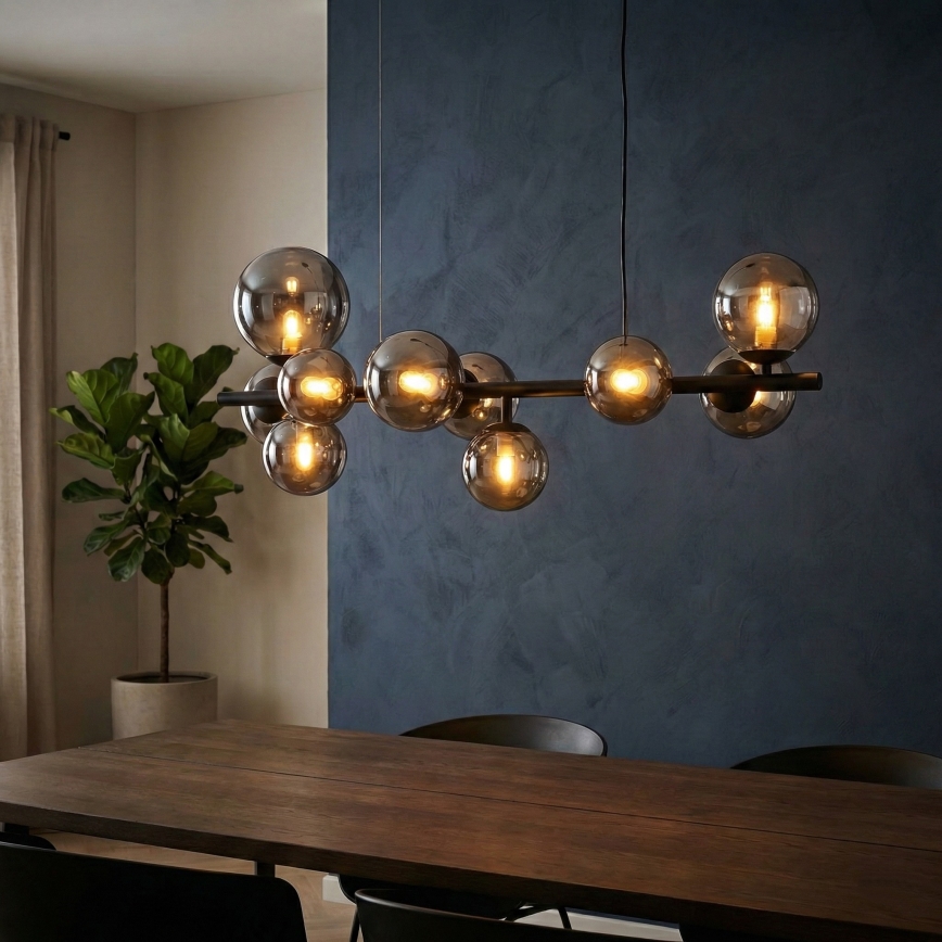 Ideal Lux - LED Lustr na lanku PERLAGE 10xG9/3W/230V 81 cm černá/kouřová