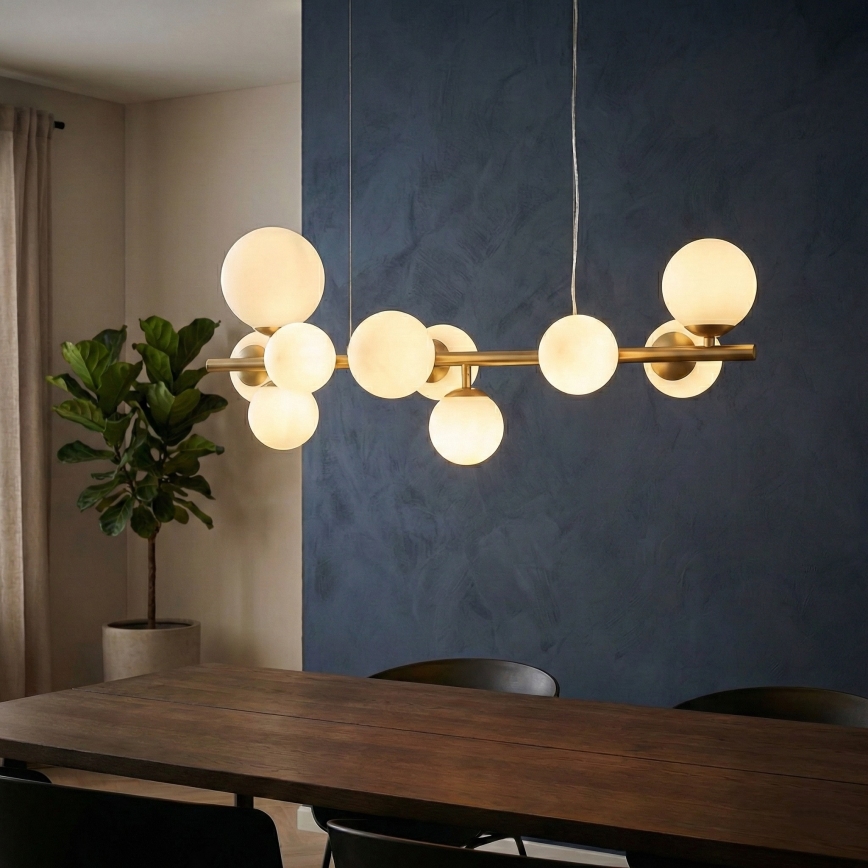 Ideal Lux - LED Lustr na lanku PERLAGE 10xG9/3W/230V 81 cm zlatá/bílá