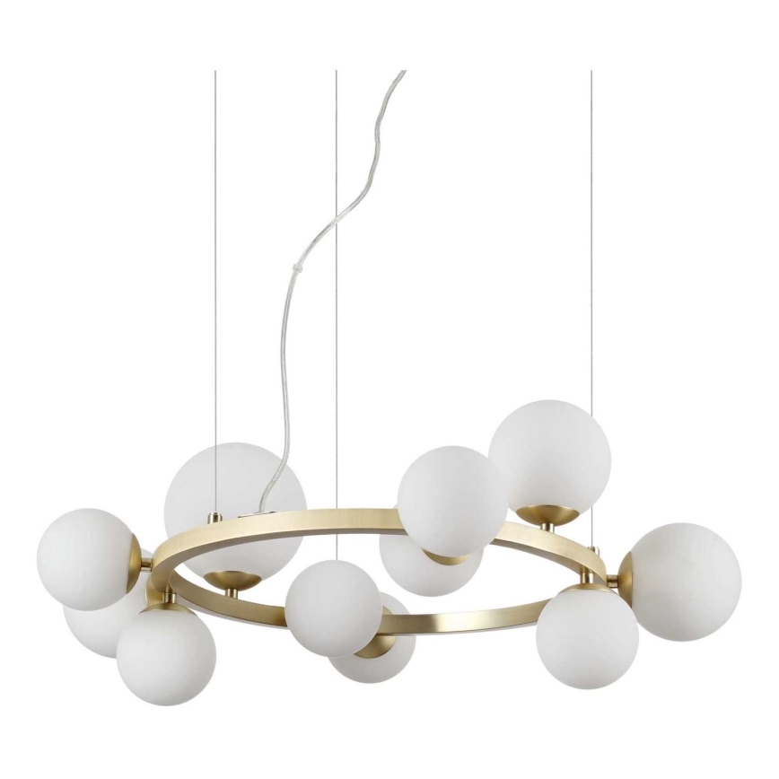 Ideal Lux - LED Lustr na lanku PERLAGE 11xG9/3W/230V pr. 73 cm zlatá/bílá