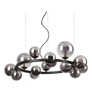 Ideal Lux - LED Lustr na lanku PERLAGE 14xG9/3W/230V pr. 85 cm černá/kouřová černá