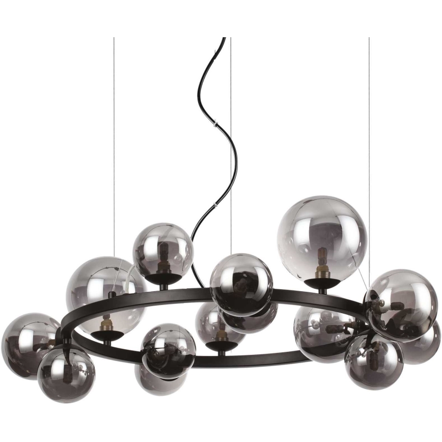 Ideal Lux - LED Lustr na lanku PERLAGE 14xG9/3W/230V pr. 85 cm černá/kouřová