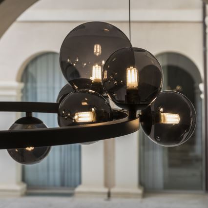 Ideal Lux - LED Lustr na lanku PERLAGE 14xG9/3W/230V pr. 85 cm černá/kouřová