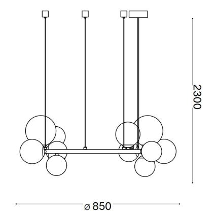 Ideal Lux - LED Lustr na lanku PERLAGE 14xG9/3W/230V pr. 85 cm černá/kouřová