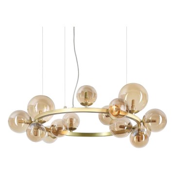 Ideal Lux - LED Lustr na lanku PERLAGE 14xG9/3W/230V pr. 85 cm zlatá/kouřová béžová