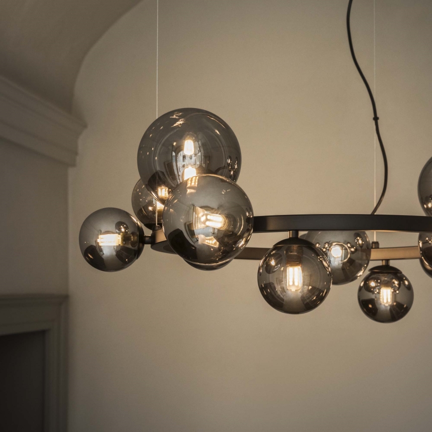 Ideal Lux - LED Lustr na lanku PERLAGE 25xG9/3W/230V 110 cm černá/kouřová černá