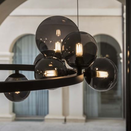 Ideal Lux - LED Lustr na lanku PERLAGE 25xG9/3W/230V 110 cm černá/kouřová černá