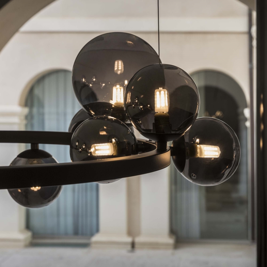 Ideal Lux - LED Lustr na lanku PERLAGE 25xG9/3W/230V 110 cm černá/kouřová černá