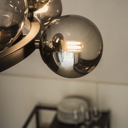 Ideal Lux - LED Lustr na lanku PERLAGE 25xG9/3W/230V 110 cm černá/kouřová černá