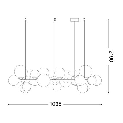 Ideal Lux - LED Lustr na lanku PERLAGE 25xG9/3W/230V 110 cm zlatá/bílá