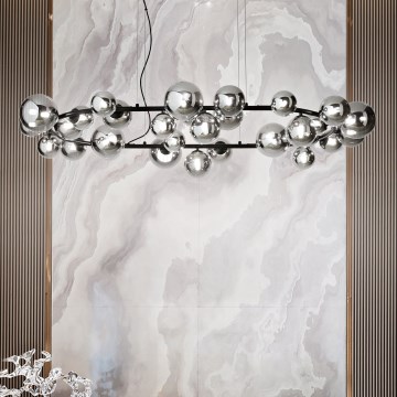 Ideal Lux - LED Lustr na lanku PERLAGE 30xG9/3W/230V 143 cm černá/kouřová