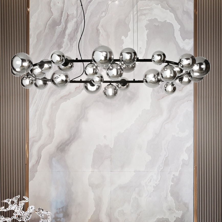 Ideal Lux - LED Lustr na lanku PERLAGE 30xG9/3W/230V 143 cm černá/kouřová