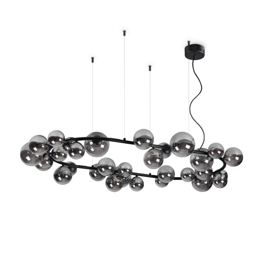 Ideal Lux - LED Lustr na lanku PERLAGE 30xG9/3W/230V 143 cm černá/kouřová