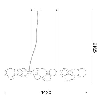 Ideal Lux - LED Lustr na lanku PERLAGE 30xG9/3W/230V 143 cm zlatá/bílá