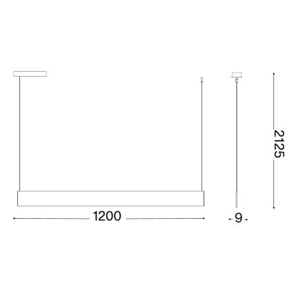 Ideal Lux - LED Lustr na lanku STEEL LED/24W/230V 3000K CRI 90 120 cm černá