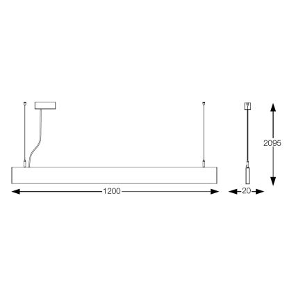 Ideal Lux - LED Lustr na lanku STEEL LED/29W/230V 3000K CRI 90 120 cm černá