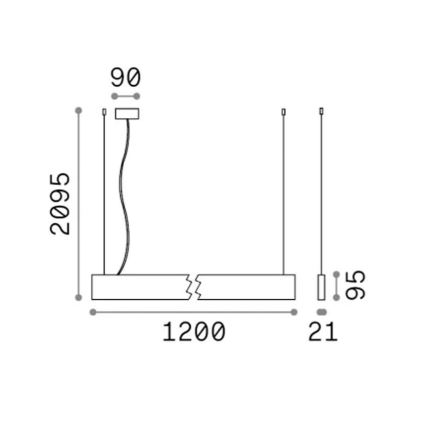 Ideal Lux - LED Lustr na lanku STEEL LED/29W/230V 3000K CRI 90 120 cm černá