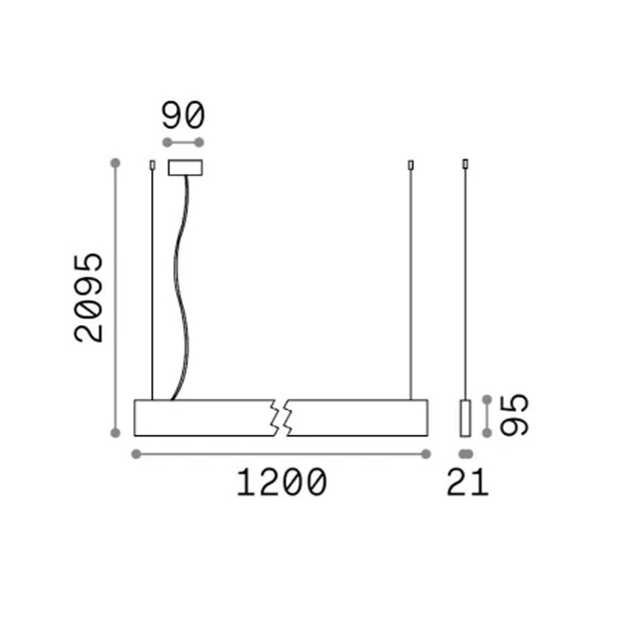 Ideal Lux - LED Lustr na lanku STEEL LED/29W/230V 3000K CRI 90 120 cm černá