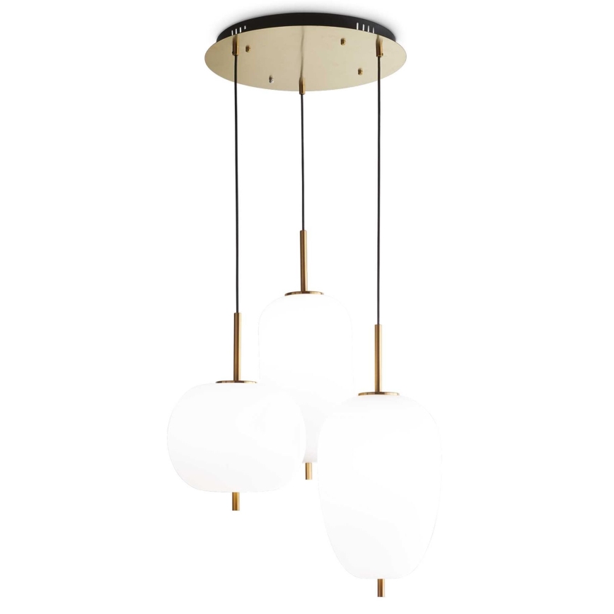 Ideal Lux - LED Lustr na lanku UMILE LED/55W/230V pr. 60 cm CRI 90 mosaz/bílá