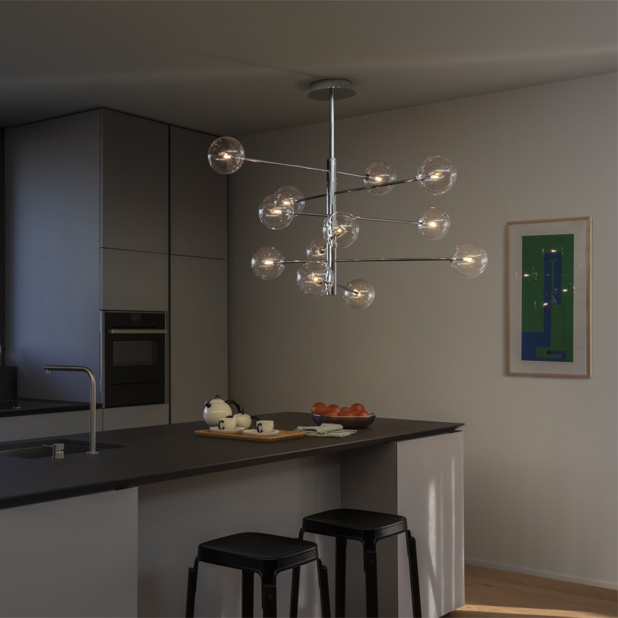 Ideal Lux - LED Lustr na tyči EQUINOXE 12xG4/2W/230V pr. 124 cm lesklý chrom/čirá