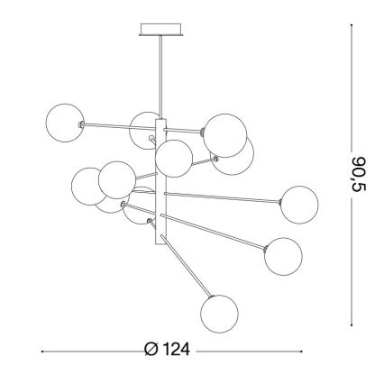 Ideal Lux - LED Lustr na tyči EQUINOXE 12xG4/2W/230V pr. 124 cm lesklý chrom/čirá