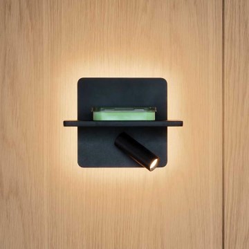 Ideal Lux - LED Nástěnné bodové svítidlo PIANO LED/10W/230V CRI 90 USB černá