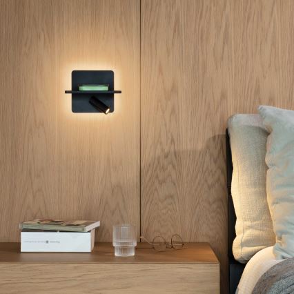 Ideal Lux - LED Nástěnné bodové svítidlo PIANO LED/10W/230V CRI 90 USB černá