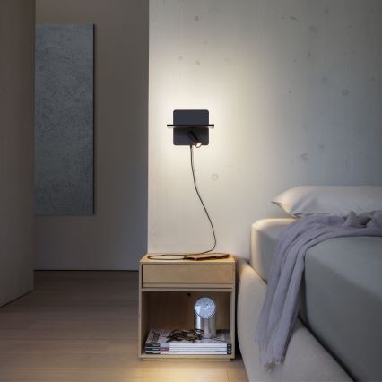 Ideal Lux - LED Nástěnné bodové svítidlo PIANO LED/10W/230V CRI 90 USB černá